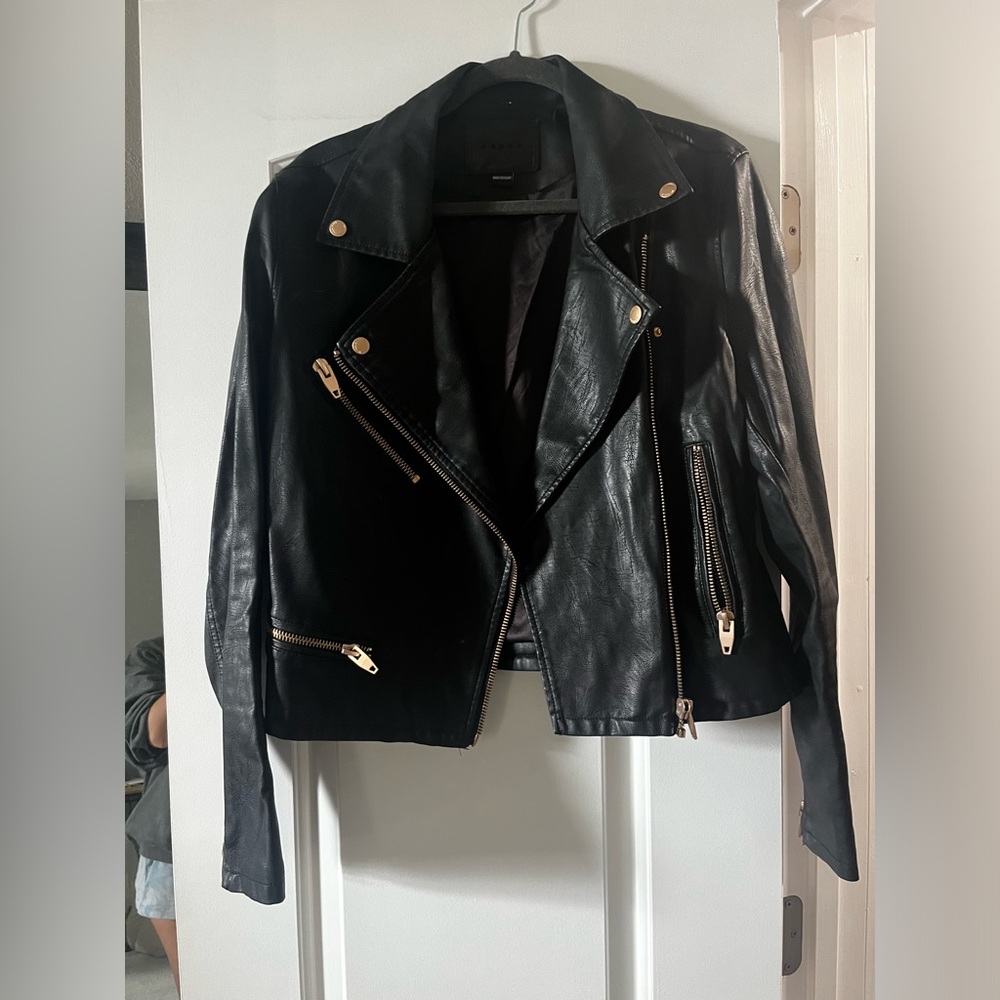 Black leather jacket